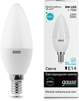 33128 Лампа Gauss LED Elementary Candle 8W E14 4100K 1/10/50